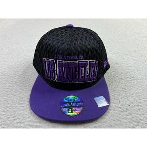 Los Angeles Hat Cap Snap Back One Size Black Purple NBA Basketball Sports Mesh